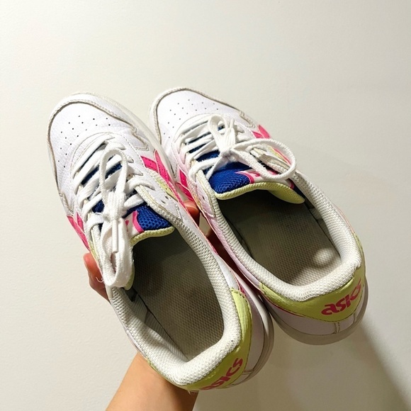 ASICS Japan S GS white pink yellow blue court sneakers- Size 6.5 - Picture 6 of 8